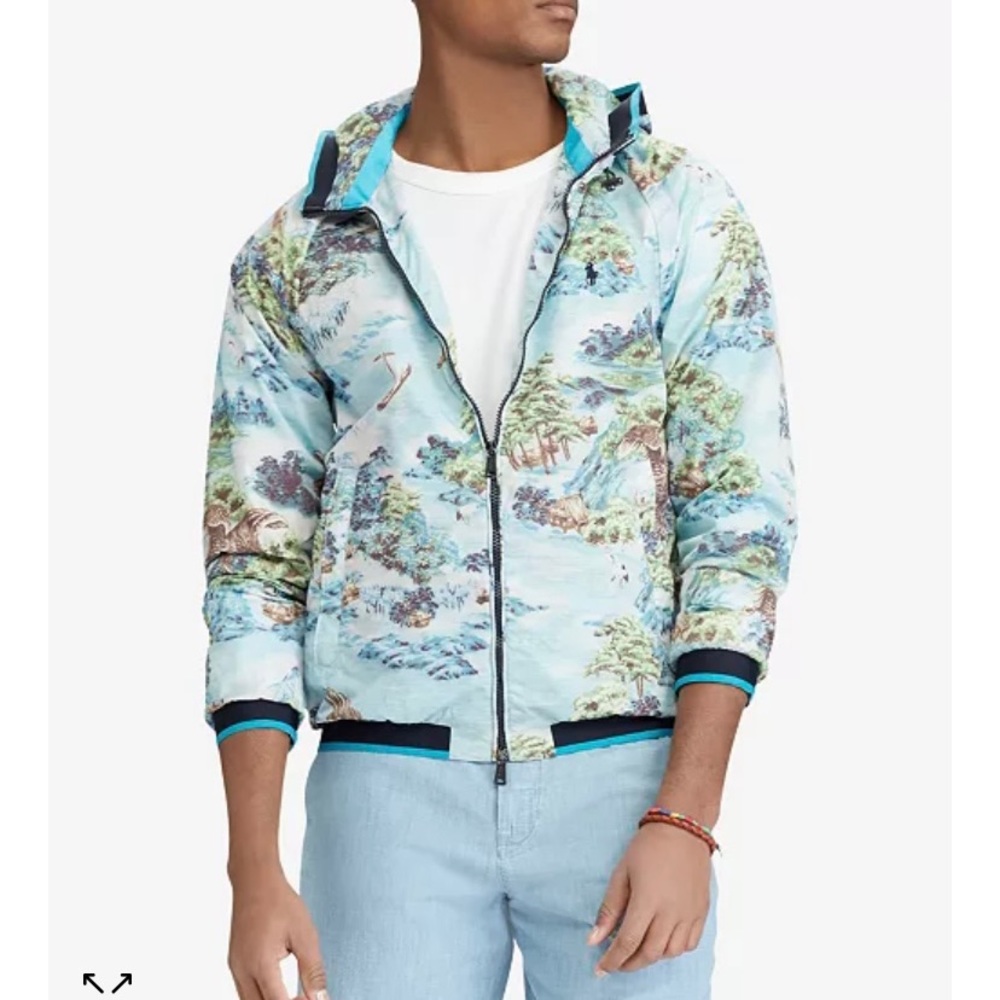 Ralph Lauren Hawaiian Print Windbreaker Hooded Jacket
